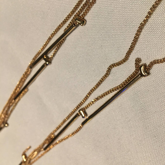 FOREVER 21 Gold Chain Bar Ball Dangling Earrings - Picture 3 of 8